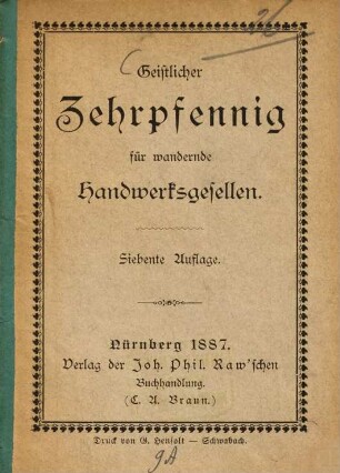 Geistlicher Zehrpfennig für wandernde Handwerksgesellen