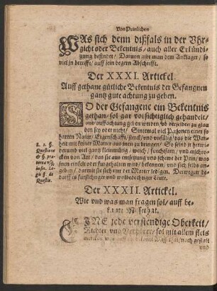 Der XXXI. Artickel. - Der XL. Artickel.