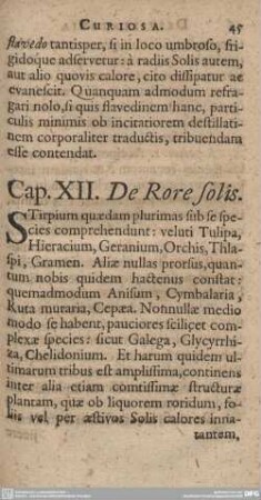 Cap. XII. De Rore Solis.