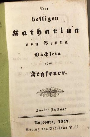 Der hl. Catharina Büchlein vom Fegfeuer