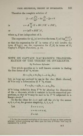 Note on captain MacMahon's transformation of the theory oe invariants.