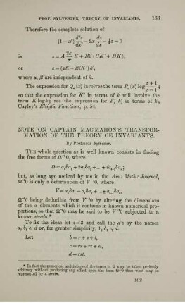 Note on captain MacMahon's transformation of the theory oe invariants.