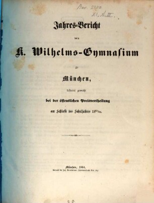 Jahresbericht. 1863/64
