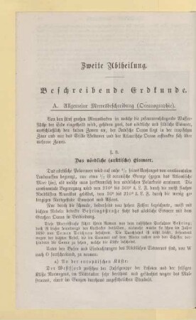 Zweite Abtheilung. Beschreibende Erdkunde