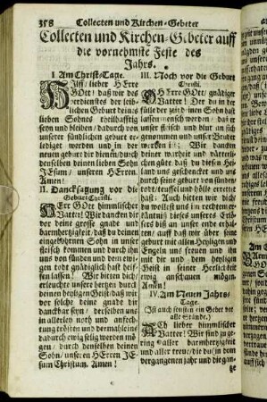Collecten und Kirchen-Gebeter auff die vornehmste Feste des Jahrs.