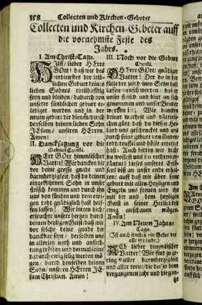 Collecten und Kirchen-Gebeter auff die vornehmste Feste des Jahrs.