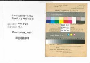 Entnazifizierung Josef Fassbender , geb. 12.08.1891 ()
