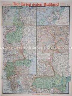 Militärstrategische Karten von verschiedenen Kriegsschauplätzen (Paasche's Frontenkarte Nr. 16) mit Erläuterungen, Stand vom Januar 1917
