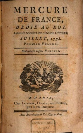 Mercure de France. 1775, 7, Vol. 1