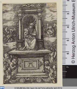 'Die Schöne Madonna von Regensburg' thronend, umgeben von musizierenden Engeln