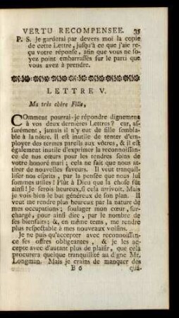 Lettre V. Ma très chère Fille, ...