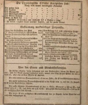 Die Chronologische Ciklische Kennzeichen sind: