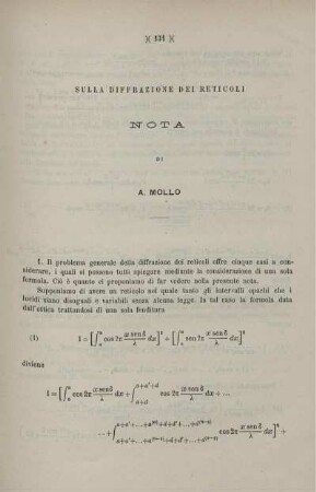 Sulla diffrazione dei reticoli.
