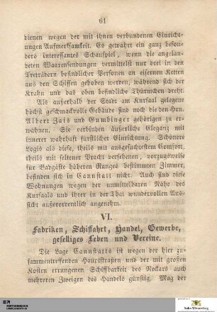 VII. Fabriken, Schifffahrt, Handel, Gewerbe und gesellige Vereine