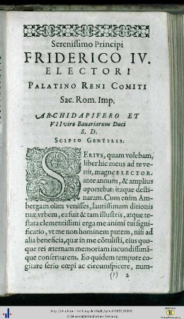 Serenissimo Principi Frederici IV…