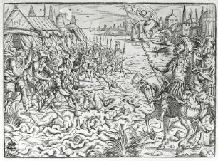 Reiter am Wasser : Amman, Jost (1539-1591). Reiter am Wasser. Holzschnitt; 10,8 x 14,7 cm. Dresden: Kupferstich-Kabinett A 4411 in A 138 f,1