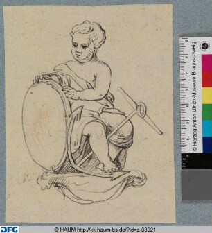 Sitzender Putto mit Schild und Anker