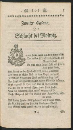 Zweiter Gesang. Die Schlacht bei Molwiz