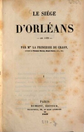 Le siége d'Orléans en 1429, 1