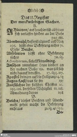 Das II. Register Der merckwürdigen Sachen