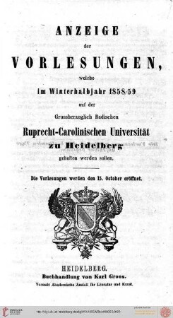 Wintersemester 1858/1859