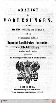 Wintersemester 1858/1859