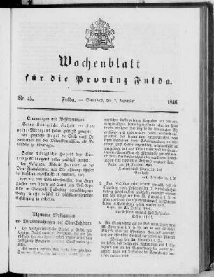 Nr. 45, Ausgabe vom 7. November 1846