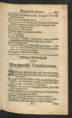 Nöthige Wissenschafft etlicher Bergwercks-Terminorum