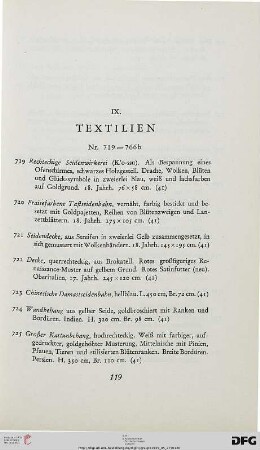 IX. Textilien (Nr. 719-766b)