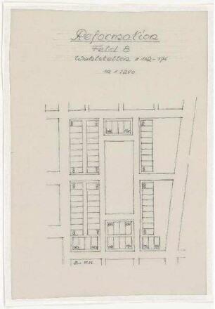 Detailzeichnung Reformation (kartoniert) Südwestkirchhof Stahnsdorf - Feld 8 Wahlstellen, 102-174 Reihenstellen