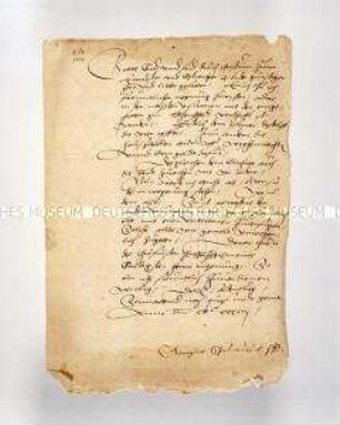 Eigenhändiges Schreiben des Georg Spalatin an Heinrich von Einsiedel, Altenburg, Sonnabend nach Quasimodogeniti (18.4.) 1534 wegen bevorstehender Visitation
