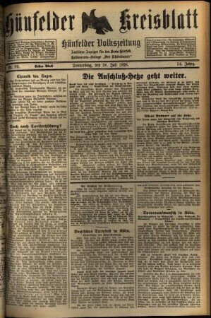 Erste Ausgabe vom Donnerstag, den 26. Juli 1928.