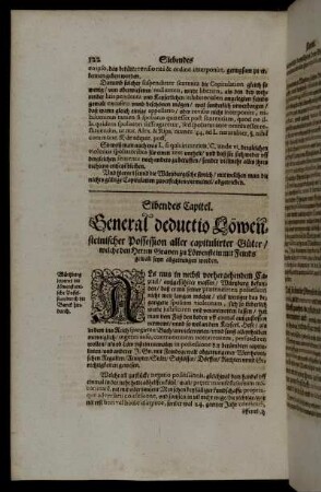 Sibendes Capitel. General deductio Löwensteinischer Possession aller capitulirter Güter [...]