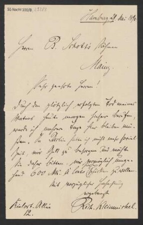 Brief an B. Schott's Söhne : 29.05.1894