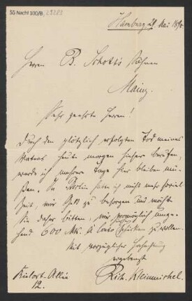 Brief an B. Schott's Söhne : 29.05.1894