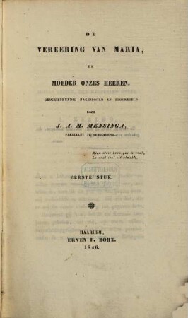 De vereering van Maria de Moeder onzes Heeren, 1