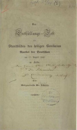 6: Das Enthüllungs-Fest des Standbildes des heiligen Bonifacius Apostel der Deutschen am 17. August 1842 zu Fulda