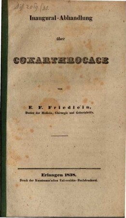 Inaugural-Abhandlung über Coxarthrocace