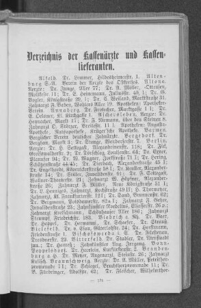 Verzeichnis der Kassenärzte und Kassenlieferanten.