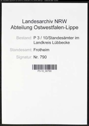 Sterberegister Standesamt Frotheim