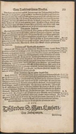 XXVI. Tischreden D. Mart. Luthers/ Von Anfechtungen.