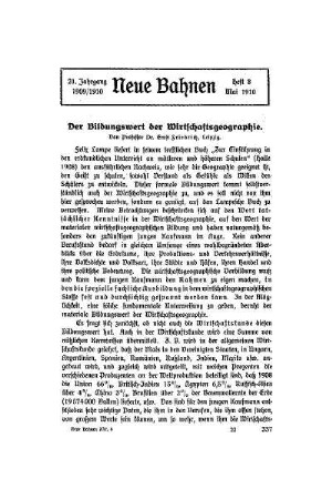 Der Bildungswert der Wirtschaftsgeographie
