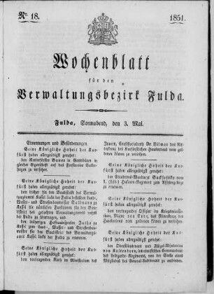 Nr. 18, Ausgabe vom 3. Mai 1851
