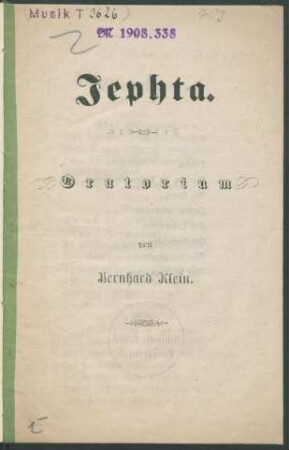 Jephta : Oratorium