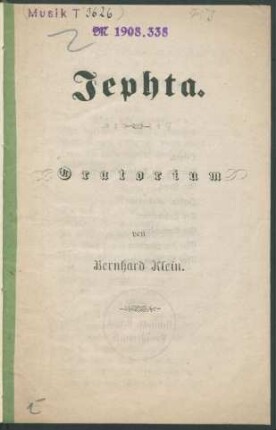 Jephta : Oratorium