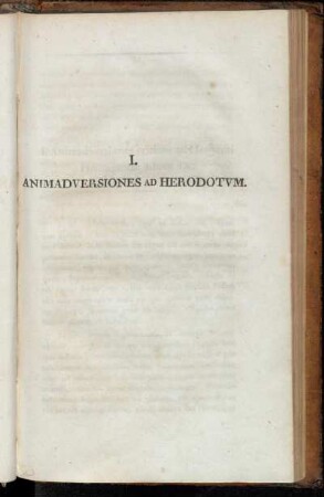 I. Animadversiones Ad Herodotum