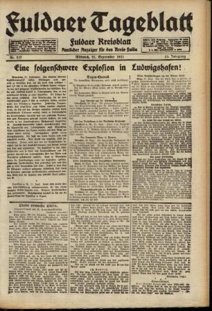Ausgabe vom Mittwoch, den 21. September 1921.