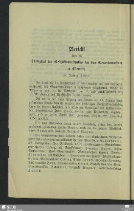 Bericht über die Thätigkeit des Geschäftsausschusses für das Gewerbemuseum zu Chemnitz im Jahre 1892