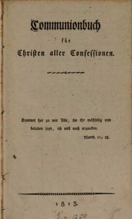 Communionbuch für Christen aller Confessionen