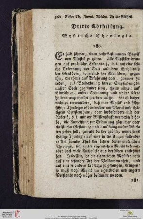 Dritte Abtheilung: Mystische Theologie